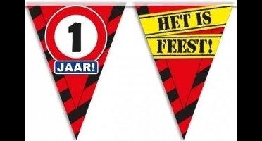 3x 1 jaar vlaggenlijn waarschuwingsbord 10mtr