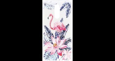 Shop4 - Geschikt voor Nokia 3.2 Hoesje - Zachte Back Case Flamingo en Bloemen Roze