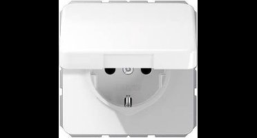 Jung CD1520BFKLWW Wandcontactdoos met randaarde en klapdeksel Inzetstuk 1-voudig Alpine-wit 1 stuk(s)