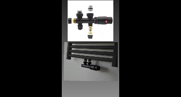 Radiator kraan  Midden Aansluitset Recht Zwart M30xM16/2