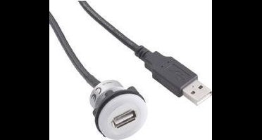 TRU COMPONENTS USB A inbouwbus 2.0 Zwart 1x USB-A-bus naar 1x USB-A-stekker met verlichting en 1,50 m kabel Inhoud: 1 s