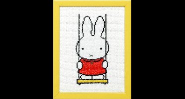 Pako Borduurpakket met telpatroon - Nijntje op de schommel, Dick Bruna - 211.605 - voorgesorteerd garen- Aida - 13 x 17 cm - DIY kit