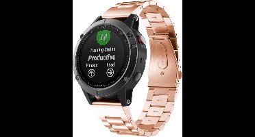 Shop4 - Garmin Fenix 5X Bandje (ook Plus) - Roestvrijstaal Rosé Goud