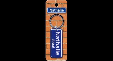 Paper Dreams Sleutelhanger Straatnaam Nathalie 9 Cm Staal Blauw