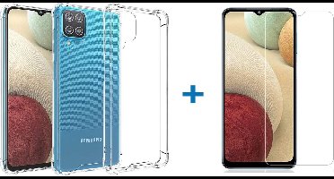 Hoesje Geschikt Voor Samsung Galaxy a12 hoesje shockproof case - transparant TPU - Hoesje Geschikt Voor Samsung Galaxy a12 hoesje - 1x Hoesje Geschikt Voor Samsung Galaxy a12 screenprotector screen protector