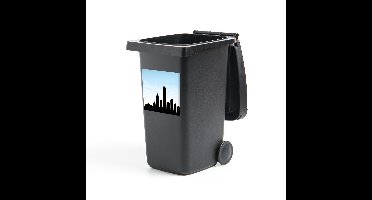 Container sticker HongKong illustratie - Illustratie van de silhouet van Hong Kong onder een lichtblauwe lucht Klikosticker - 40x40 cm - kliko sticker - weerbestendige containersticker