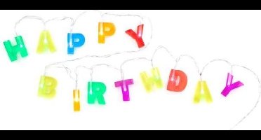 Kikkerland Happy Birthday Lichtslinger - Verjaardag versiering - Verjaardagslampjes - Verschillende kleuren - LED