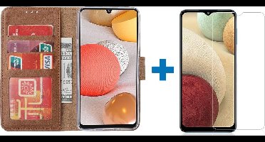 Hoesje Geschikt Voor Samsung Galaxy a12 hoesje bookcase Bruin - Hoesje Geschikt Voor Samsung Galaxy a12 hoesje - 1x Hoesje Geschikt Voor Samsung Galaxy a12 screenprotector screen protector