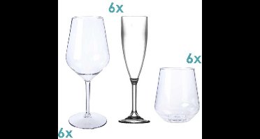 Splash-X Kunststof glazen pakket Lucy | 18 stuks