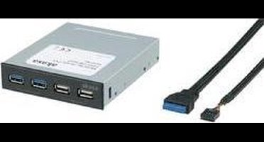 Akasa USB 3.2 Gen 1-, USB 2.0-front-adapter-hub 4 poorten Zwart