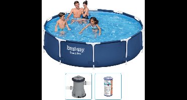 Bestway Steel Pro Zwembad - 305x76 cm - Rond - Met filterpomp - Zwembad - Filterpomp - Zwembad Opzet - Zwembad In Tuin - Zwembad Familie