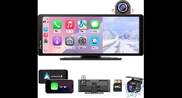 Autonavigatie – Navigatiesysteem – GPS – CarPlay Scherm – Android Auto – 10,26 Inch HD IPS Touchscreen – 4K Draaibare Dubbele Dashcam