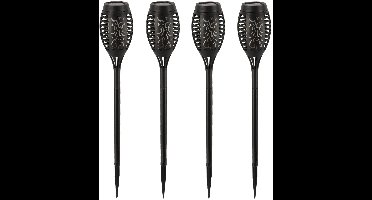 Pro Garden Solar tuinlamp / fakkel / prikspot - 4x - vlameffect - zonne-energie - 51 cm