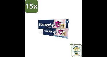 15 x Fixodent Kleefpasta Plus 40 gr - Grootverpakking - Kleefpasta Kunstgebit - Food Barrier Kunstgebit - Kunstgebit Fixatie - Kunstgebit Bescherming - Voedselresten Bescherming