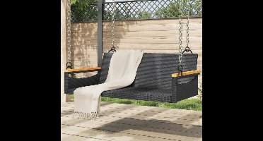 Tuinstoel – Loungestoel – Buitenstoel – Patio stoel – Ligstoel – Ergonomische Rugleuning – Extra Lange Zitting 109x62x40 cm – Duurzame Gevlochten Resin Constructie – Schommelfunctie – Weerbestendig – Met Metalen Kettingen