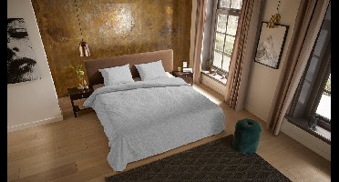 Pure dekbedovertrek takjes met blaadjes - 1 persoons 140x200/220 cm - Grijs - Microvezel