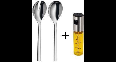WMF Saladebestek Nuova 2-delig - 25 cm - Inclusief GRATIS Cookinglife Olieverstuiver 100 ml
