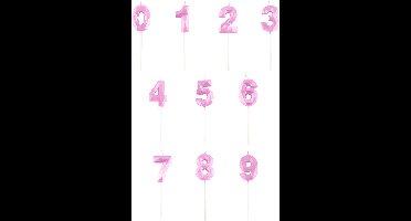 ESPA - Pastelroze diamant cijferkaars 5 cm voor verjaardag