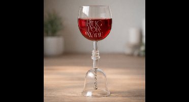 Out of the Blue Wijnglas met Tafelbel – Ring for Wine – 400 ml – 22 cm – Cadeauverpakking