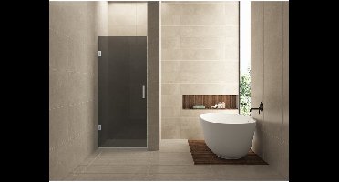 Wiesbaden Less Nisdeur - 800x2000x8mm - Nano - Rookglas - Chroom