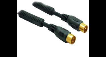 IEC (m) - IEC (v) coaxkabel | >100 dB + ferriet | CCS | verguld | recht | zwart | 1 meter