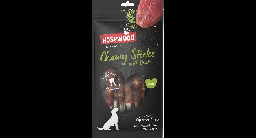 Rosewood Chewy Sticks Eend Small – Stevige Kauwsticks voor Honden – Runderhuid met Eend – Ondersteunt het Gebit – 6x 100 g