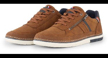Tom Tailor - Sneakers van gestructureerd imitatieleer - Maat 42 - cognac