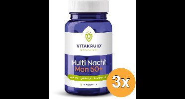 3x Vitakruid Multi Nacht Man 50+ 100% Vegan (30 tabletten)
