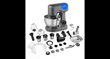 MEDION keukenmachine met vleesmolen (800 watt, gelijkstroommotor, roestvrijstalen kom van 4,6 liter, energiebesparend, zeer stil, digitaal sensor-touchdisplay, MD12600) Titanium