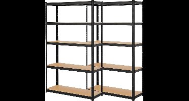 Springos Stellingkast - 2 Stuks - 875 KG - Metaal - Zwart - 180 x 90 x 40 cm