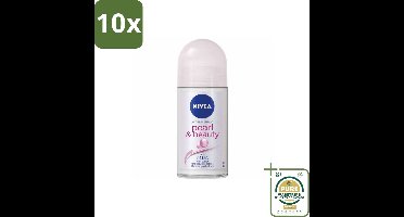10 x Nivea – Deodorant Roller – Pearl & Beauty – 50 ml - Grootverpakking - Nivea Deodorant Roller - Deodorant Roller - Deodorant Voor Oksel - Parelextract - Frisheid