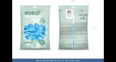 100 Eco Pastel Ballonnen lichtblauw 26 cm
