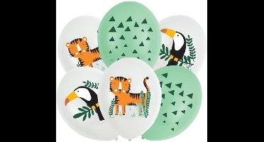 RIETHMULLER - 6 latex ballonnen Get Wild Safari 28 cm tropische jungle