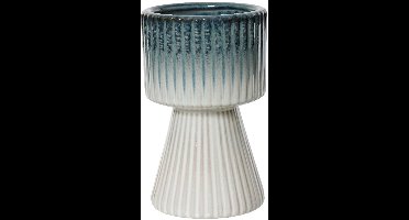 Decoris bloempot keramiek blauw-wit Ø12x19.5cm decoratie.
