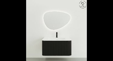 Badkamermeubelset Wiesbaden Sulora 80cm mat zwart inclusief spiegel Uovo