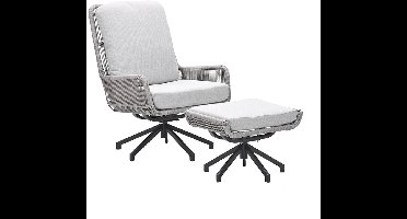 Garden Impressions Bosh loungestoel draaibaar incl. voetenbank - zand