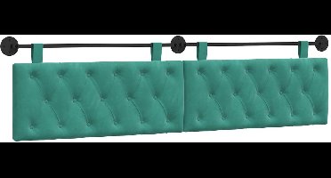 vidaXL - Hangend - hoofdbord - Turquoise - Fluweel