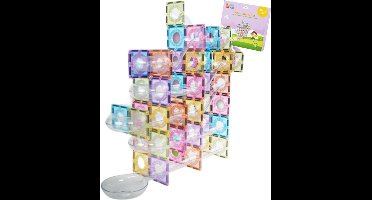 Gladi 128-Delige Knikkerbaan Pastel - Magnetisch Speelgoed Knikkerbaan - Magnetic Tiles - STEM Speelgoed voor 3 t/m 12 Jaar - Magnetische Tegels - Magnetische Bouwstenen - Educatief Speelgoed - Speelgoed Cadeau