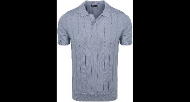 Suitable Respect Polo Drop Needle Staal Blauw - Maat S - Heren - Polo shirt Heren met Korte mouw