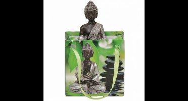 Klein cadeau Boeddha beeld - zilver - in cadeautasje - H5,5 cm - binnen - beeldjes