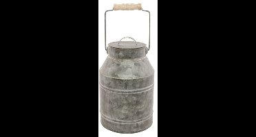 Chaks Melkbus plantenpot/bloempot - zink - grijs - binnen/buiten - D9 x H22 cm