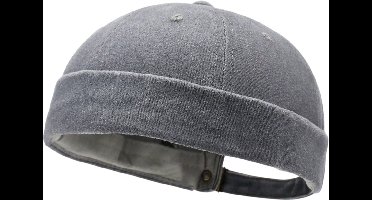 Unisex Denim Beanie – Washed Look Sailor Hat - Grijs