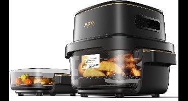 Mova Aeroglass AF20 Pro Glazen Airfryer - Dubbele Capaciteit 4L + 2.5L - Borstelloze Grill