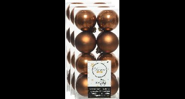 Decoris kleine kerstballen - 48x st - kaneel bruin - 4 cm - kunststof - kerstversiering