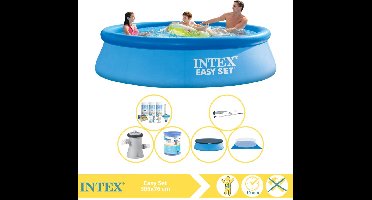 Intex Easy Set Zwembad - Opblaaszwembad - 305x76 cm - Inclusief Afdekzeil, Onderhoudspakket, Filter, Grondzeil en Stofzuiger