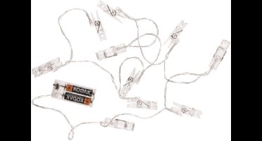 Out of the Blue lichtslinger - 2x - LED verlichte knijpertjes - warm wit - 160 cm - kerstkaarten ophangen