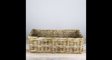 MigoStyling - Kastmand - Met Leren riem - Rotan - Grey - L 63xB40xH20 cm