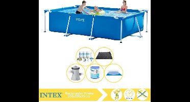 Intex Rectangular Frame Zwembad - Opzetzwembad - 300x200x75 cm - Inclusief Onderhoudspakket, Zwembadpomp, Filter, Grondzeil en Solar Mat