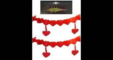 Slinger hartjes rood met hangende hartjes 6m