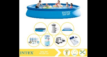 Intex Easy Set Zwembad - Opblaaszwembad - 457x84 cm - Inclusief Afdekzeil, Onderhoudspakket, Filter, Grondzeil, Zoutsysteem en Zout